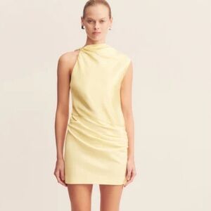 Dillon Contrast Draped Cowl Mini Dress- Yellow Sorbet